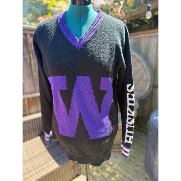 Vintage-Inspired Tribute Black + Purple University of Washington Huskies Oversiz - Picture 1 of 4